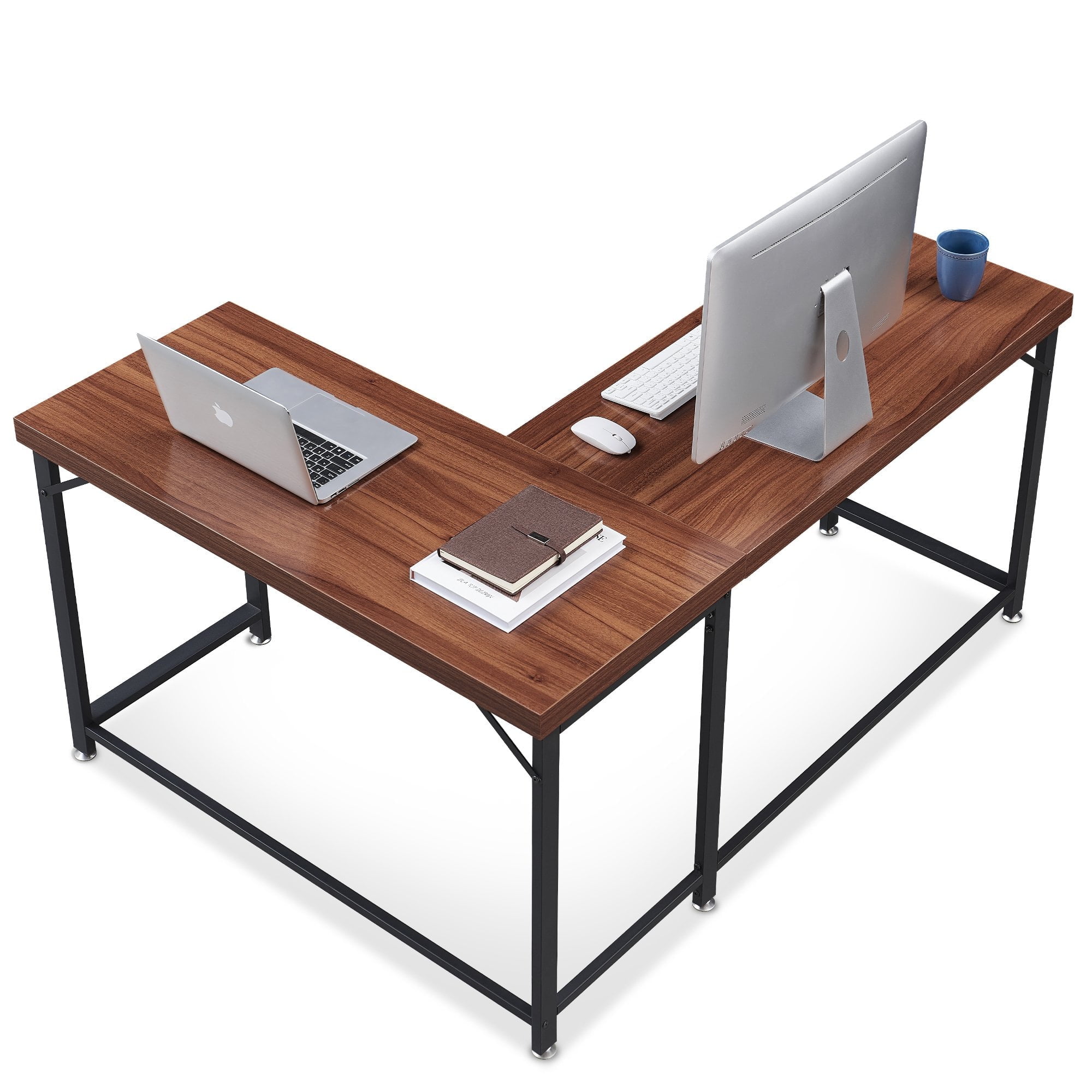 Ivinta Industrial L-Shaped Desk, 57.9"D x 44.1"W, 1 Count, 1 Pack