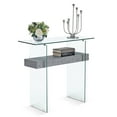 thumbnail image 1 of ivinta Narrow Glass Console Table with Storage Modern Sofa Table Entryway Table Glass Writing Desk Small Computer Desk TV Table Buffet Table Modern Accent Table for Small Space, 1 of 8
