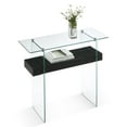 thumbnail image 1 of ivinta Narrow Glass Console Table with Storage Modern Sofa Table Entryway Table Glass Writing Desk Small Computer Desk TV Table Buffet Table Modern Accent Table for Small Space, 1 of 8
