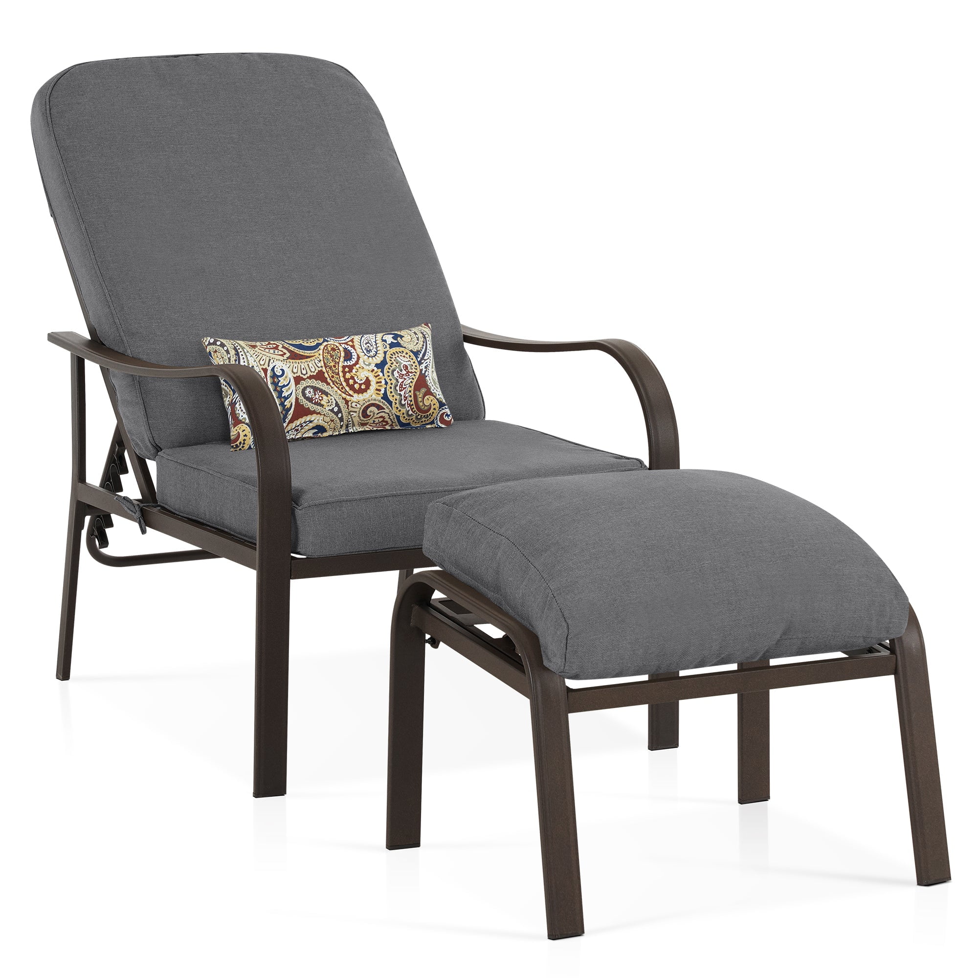 ivinta Outdoor Chair with Ottoman, Cushions, Pillo