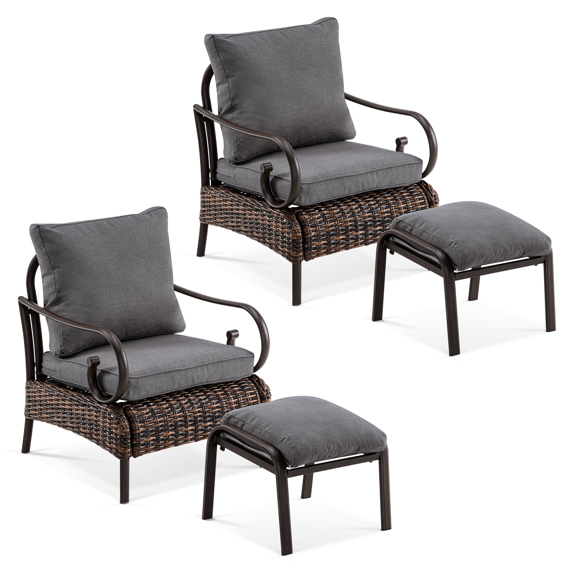 ivinta Patio Chair with Ottoman, 2 Pieces Outdoor Patio Furniture Set ...