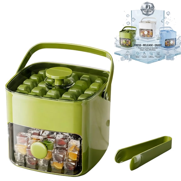 ivyever Ice Cube Tray, Ice Cube Tray with Lid and Bin, Press Type Ice Cube Tray, Handled Press-Type Ice Cube Tray, Double-Layer Ice Cube Tray, Mini Ice Cube Trays, Silicone Ice Cube Tray for Freezer