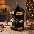thumbnail image 1 of iwa Concept Metal Minaret Serving Stand, Ramadan Iftar Date & Sweet Tray, Iftar Table Decor Eid Gifts, Black, 12"x6.3", 1 of 1