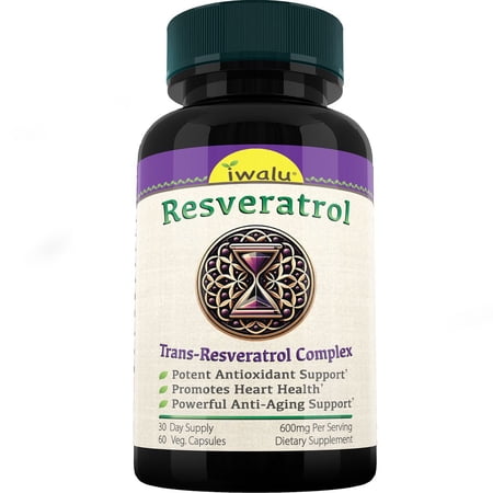 iwalu Resveratrol Complex | Support for Heart Health & Energy | Super Antioxidant Trans-Resveratrol - 60 Veg Capsules | USA Made | NSF Certified Dietary Supplement