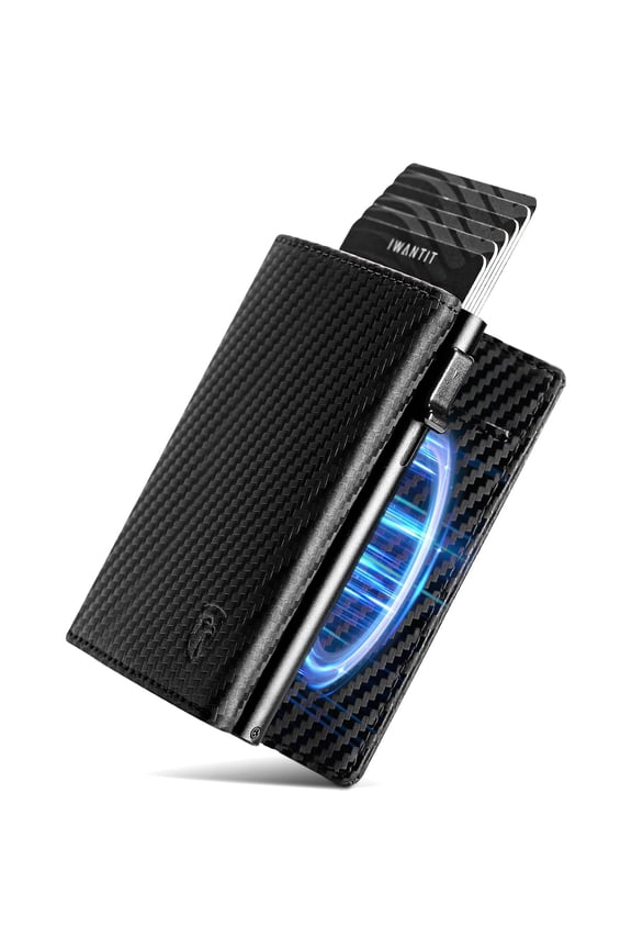 Finest Full Grain Leather Wallets for Men, Trifold Pop up Minimalist Smart Wallet, Credit Card Holder, Front Pocket Slim Wallet, RFID Blocking, ID Window Y101