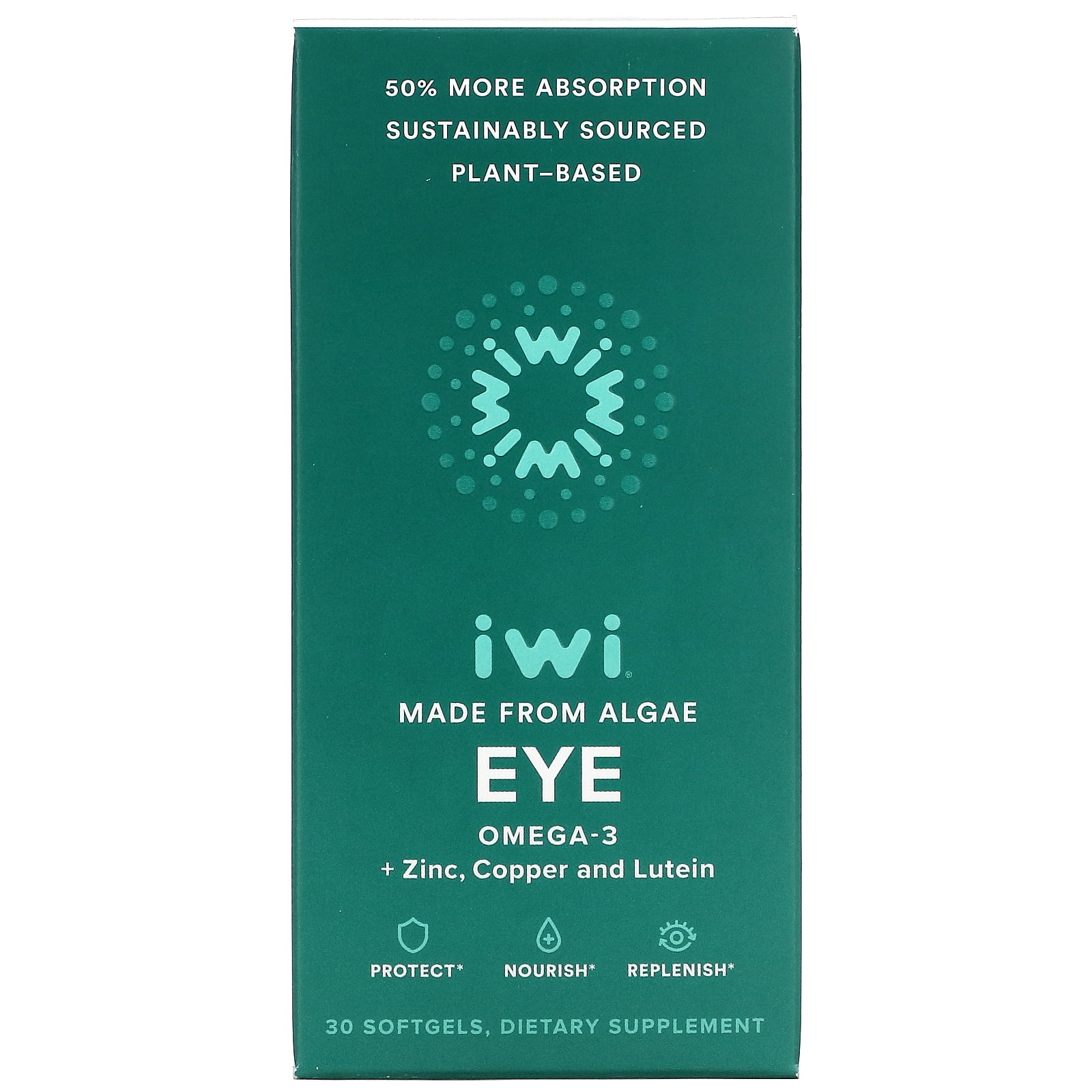 iwi Eye Multivitamin Vegan Algae Omega 3 + Lutein, Copper, Zinc, DHA