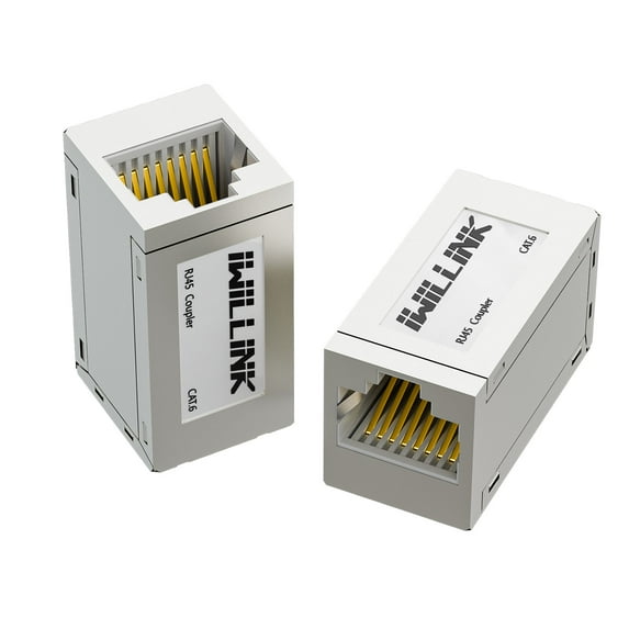 iwillink 2-Pack Cat6 RJ45 Shielded Coupler, Inline Ethernet Coupler, Female to Female Ethernet Extender Adapter in Sliver