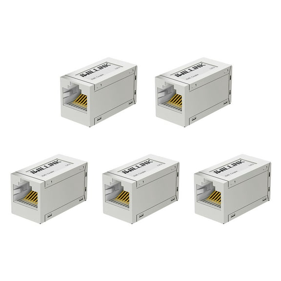 iwillink 5-Pack Cat6 RJ45 Shielded Coupler, Inline Ethernet Coupler, Female to Female Ethernet Extender Adapter in Sliver