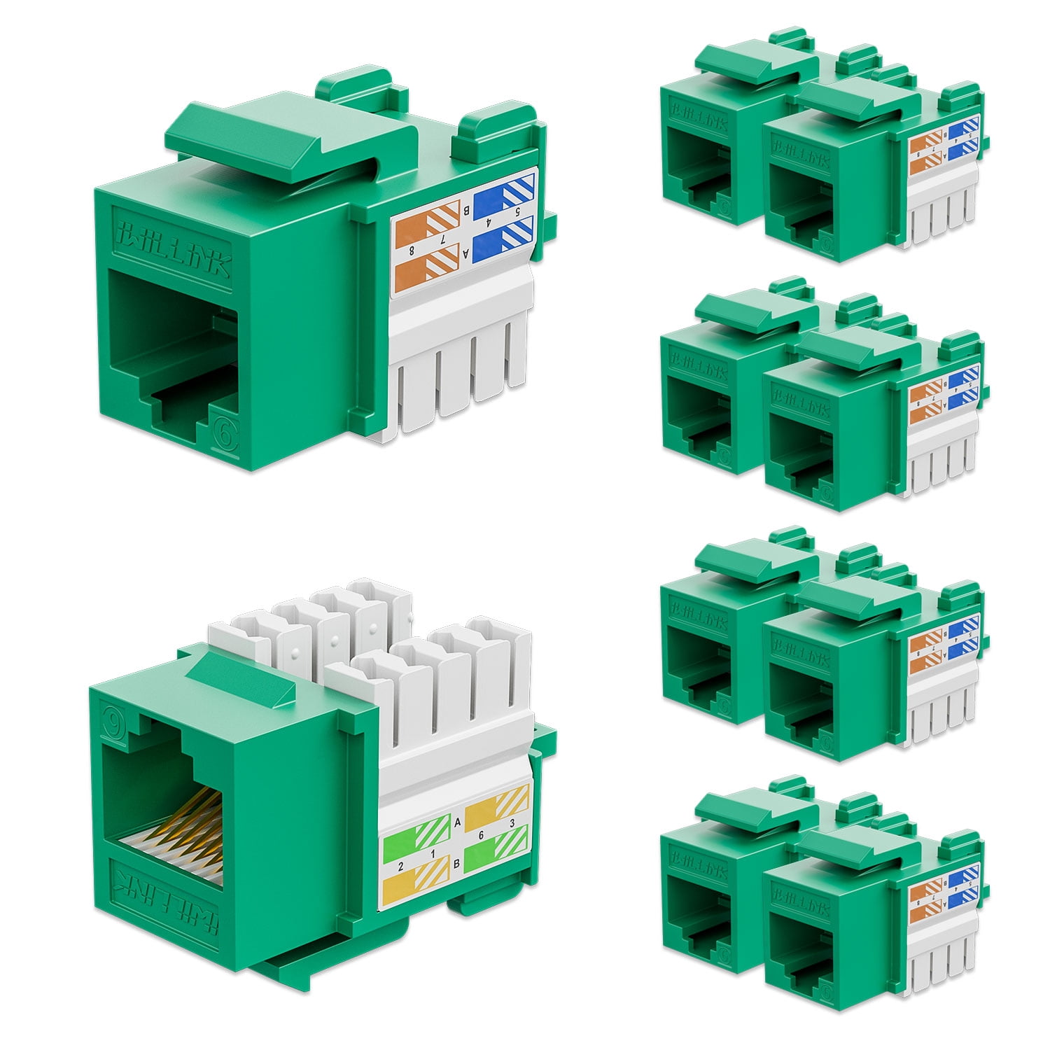 iwillink Cat6 Keystone Jack 10-Pack, RJ45 Keystone Jack, 90-Degree ...