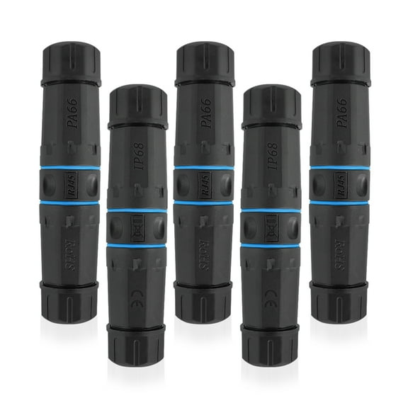 iwillink Waterproof RJ45 Coupler, Shielded Female to Female Waterproof Ethernet Coupler, IP68 Ethernet Outdoor LAN Cable Connector for Cat5e/Cat6/Cat7 Ethernet Cable, (5 Pack)