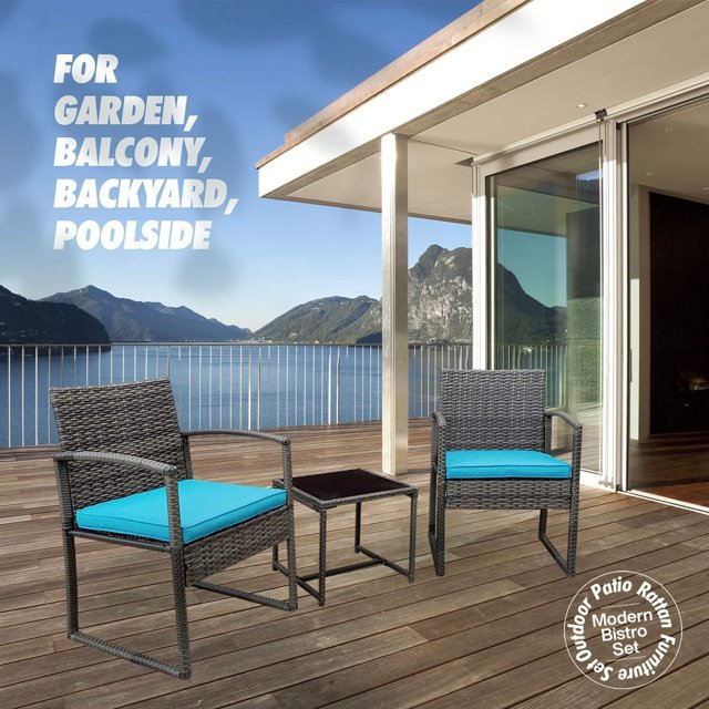 ixir 3piece Rattan Outdoor Patio Bistro Set Cream