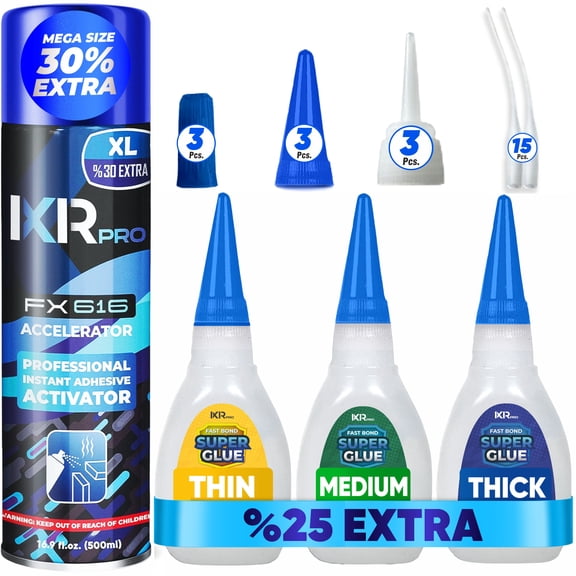 ixirpro CA Glue with Activator (3x1.75 oz. Thin Medium Thick) CA Glue with 16.9 oz.