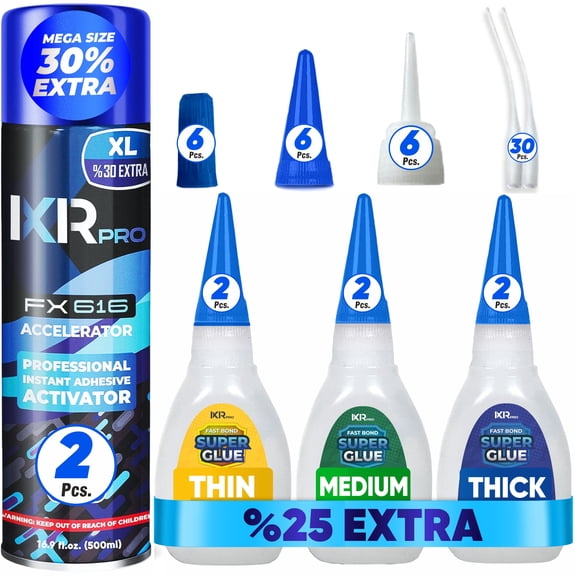 ixirpro CA Glue with Activator (6x1.75 oz. Thin Medium Thick) CA Glue with 16.9 oz.