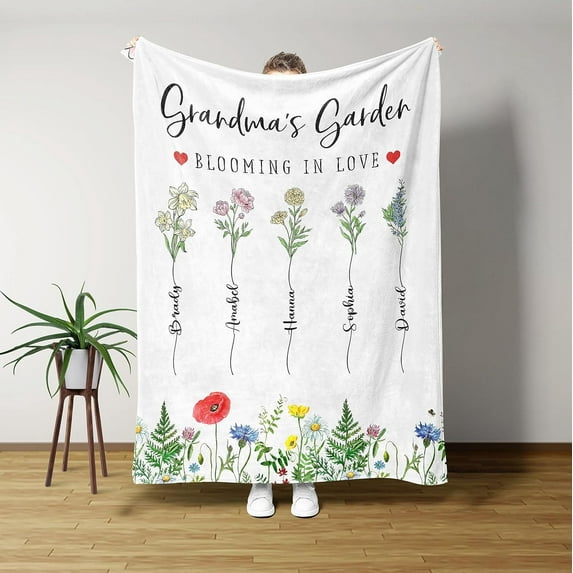 ized Gifts Grandma''s Garden Blanket - Grandma Gifts - Gifts for Grandma Nana Gigi Mom - Grandma Birthday Gifts - Blanket Home Decor - Cozy Plush Fleece
