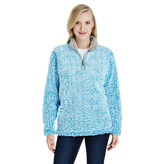 j. america women's epic sherpa quarter-zip (small, sapphire heather)