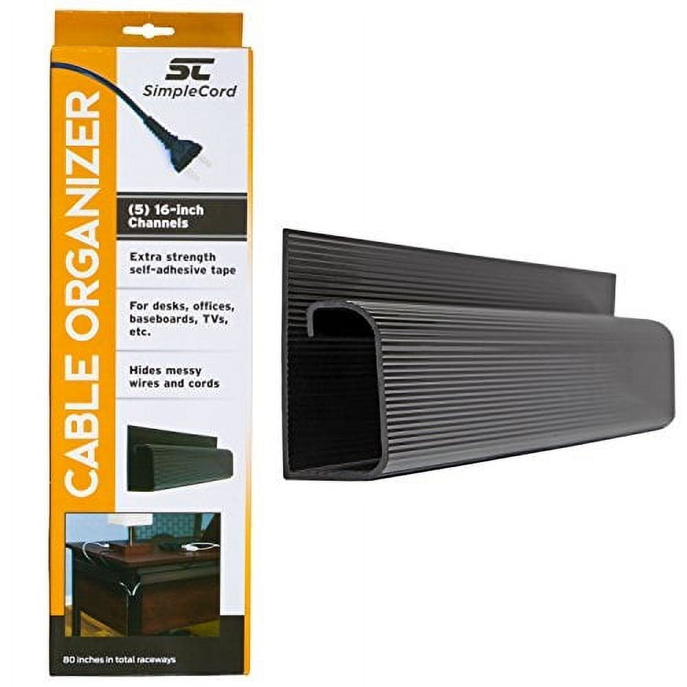 Black Plastic J Channel Desk Cable Organizer Set