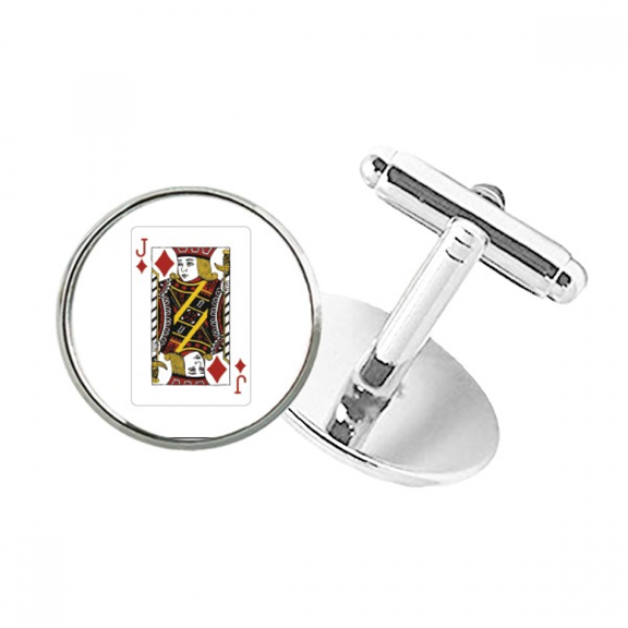 j playing cards pattern round button cuff clip stud cufflinks