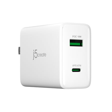 j5create - 67W GaN USB-C® 2-Port Charger - white