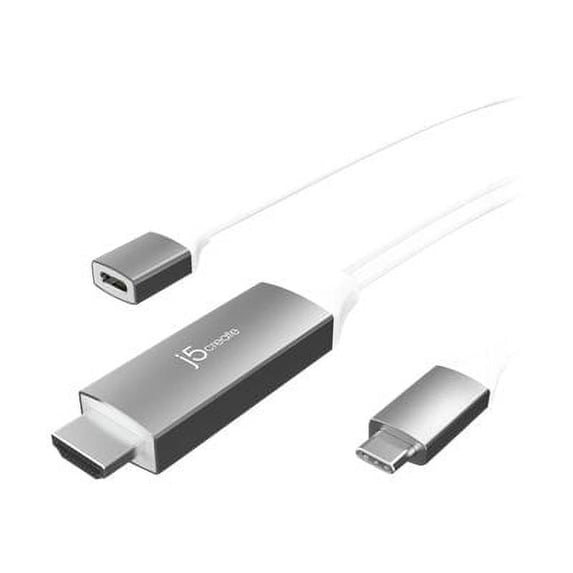 j5create JCC155G - Adapter cable - 24 pin USB-C male to HDMI male - 6 ft - shielded - 4K support, USB Power Delivery (100W)