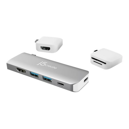 j5create - ULTRADRIVE Kit USB-C Dual-Display Modular Dock - Silver, White