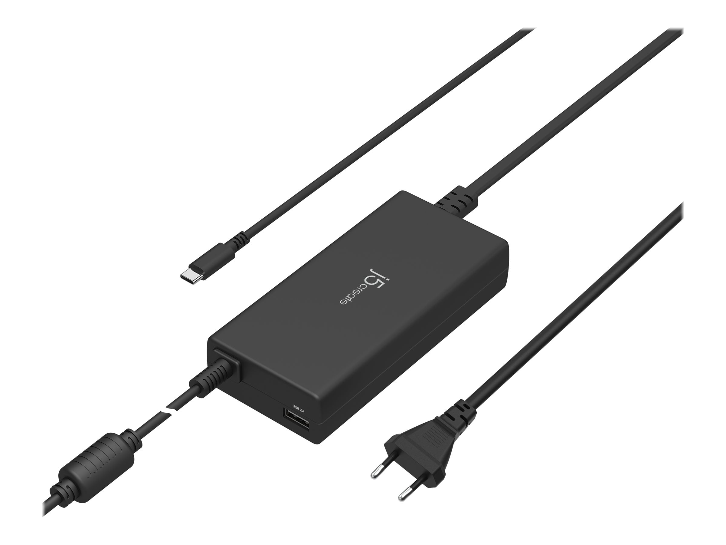 j5create JUP2290C - USB-C power adapter - AC 100-240 V - 100 Watt - output connectors: 2 - North America - black