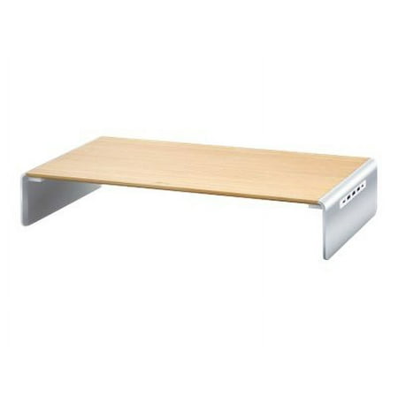 j5create - Multi-Function Monitor Stand with Type C Docking Station - Wood/Aluminum