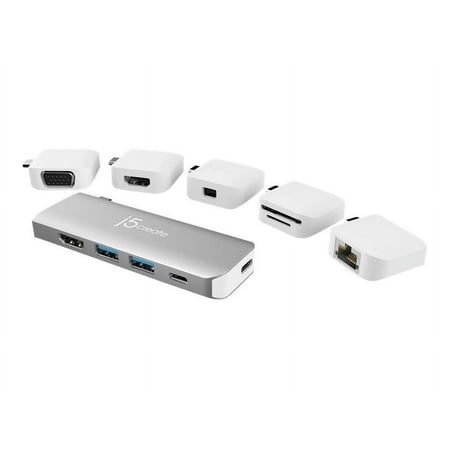 j5create - ULTRADRIVE Kit USB-C Multi-Display Modular Dock - Silver, White