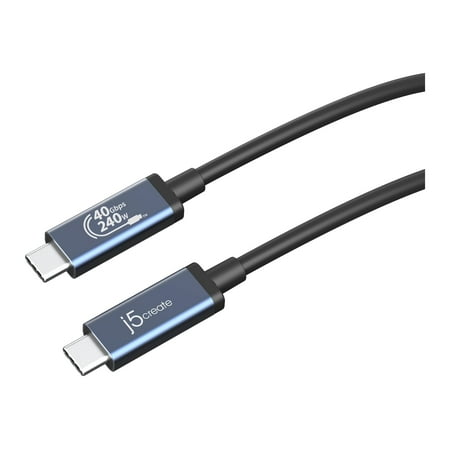 j5create - USB 40Gbps 240W USB Type-C Cable - Black/Grey