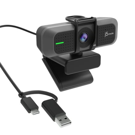 j5create - USB 3840 x 2160 Webcam for Laptops & Desktops - Black