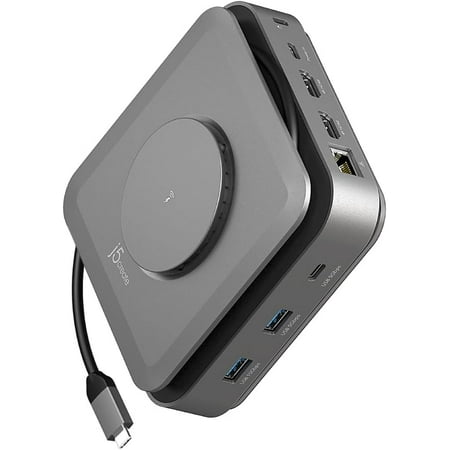 j5create - USB-C Dual 4K HDMI Docking Station with 15W Wireless Charging - Space Grey