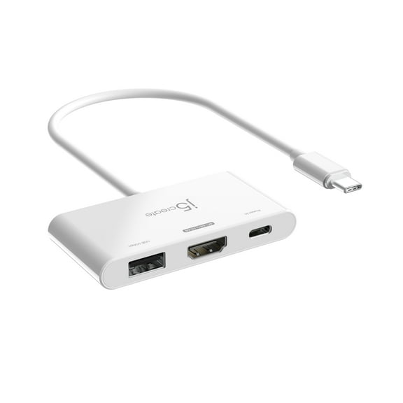 J5create JCA399 3-Ports USB C Hub with Power Delivery 100W, White