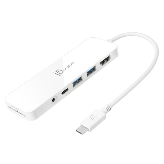 j5create USB-C Multi-Port Hub, White, JCD373