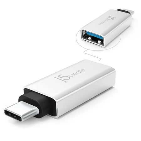 j5create - USB Type C-to-USB Type A Charge-and-Sync Adapter (2-Pack) - Black/Silver