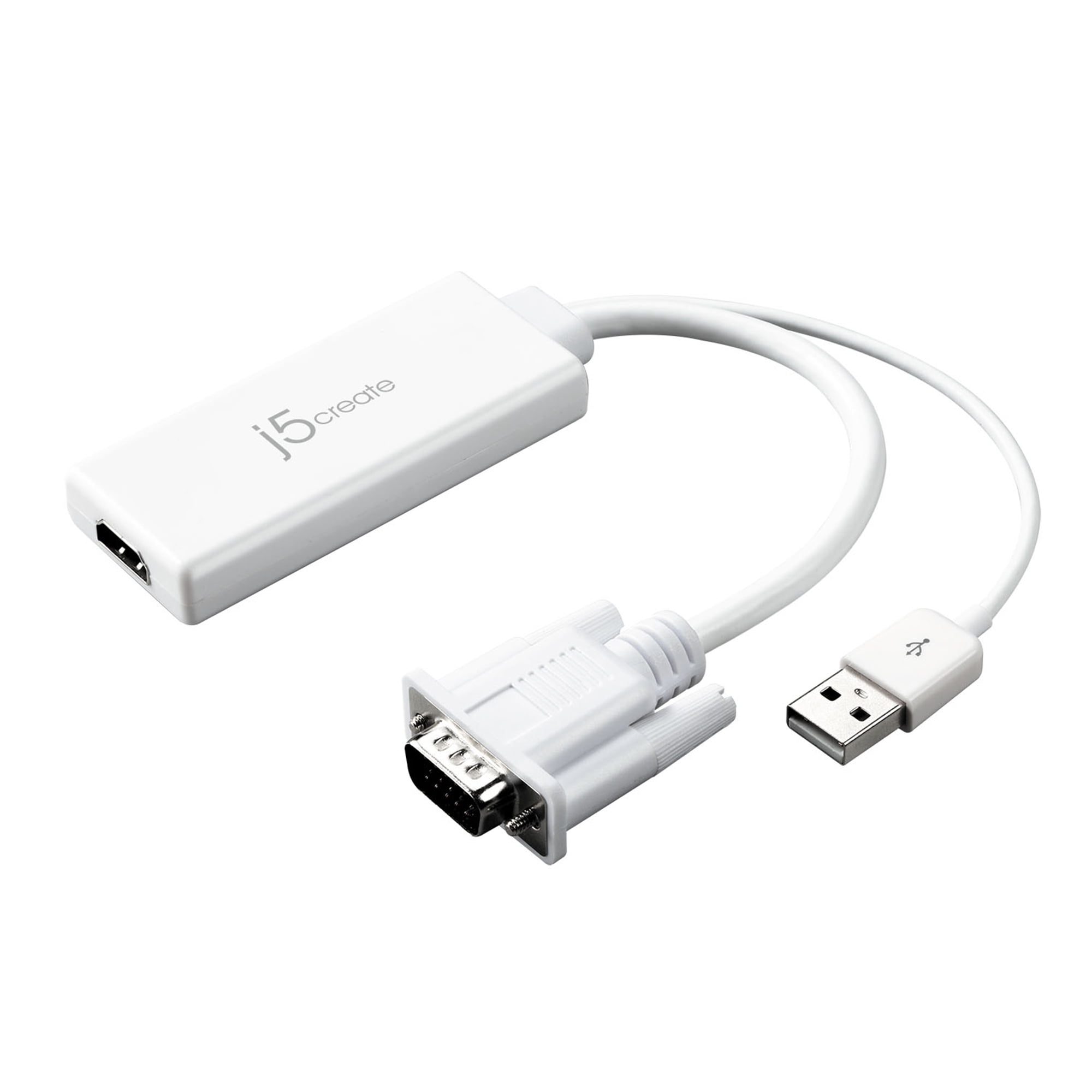 VGA to HDMI Video Audio Adapter, White VGA to HDMI Video Audio Adapter, White