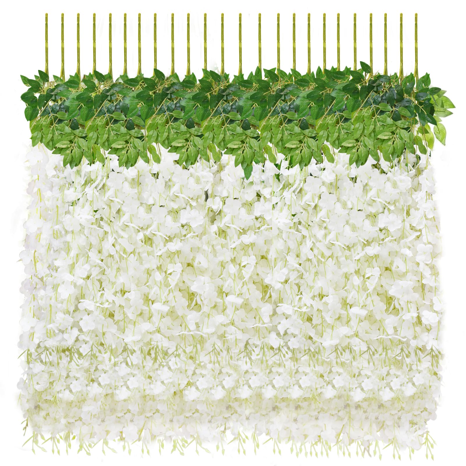 jabeick 12 PCS Wisteria Hanging Flowers, 3.6ft Fake Wisteria Vines ...