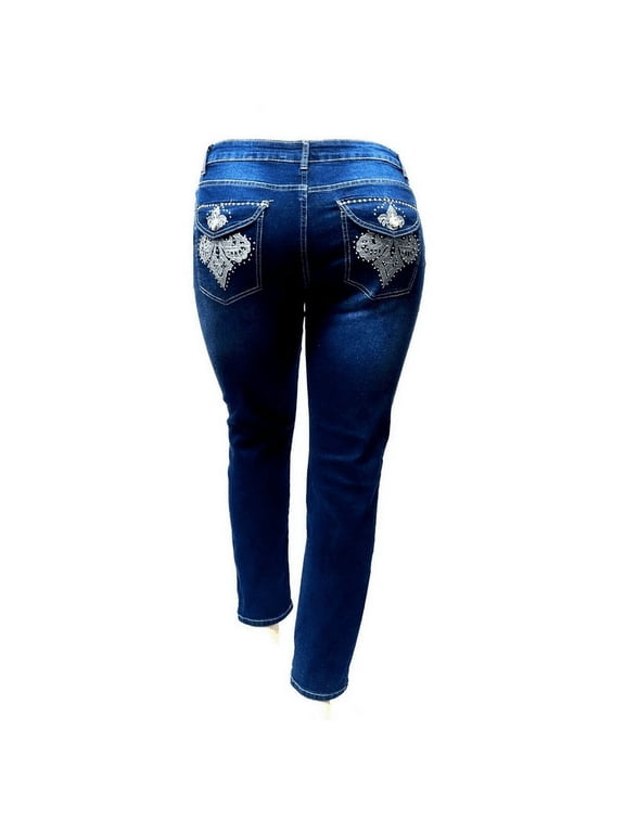 jack david Fleur-de-lis Stretchy denim jeans MID-RISD WOMENS PLUS SIZE pants SKINNY PJ-3687