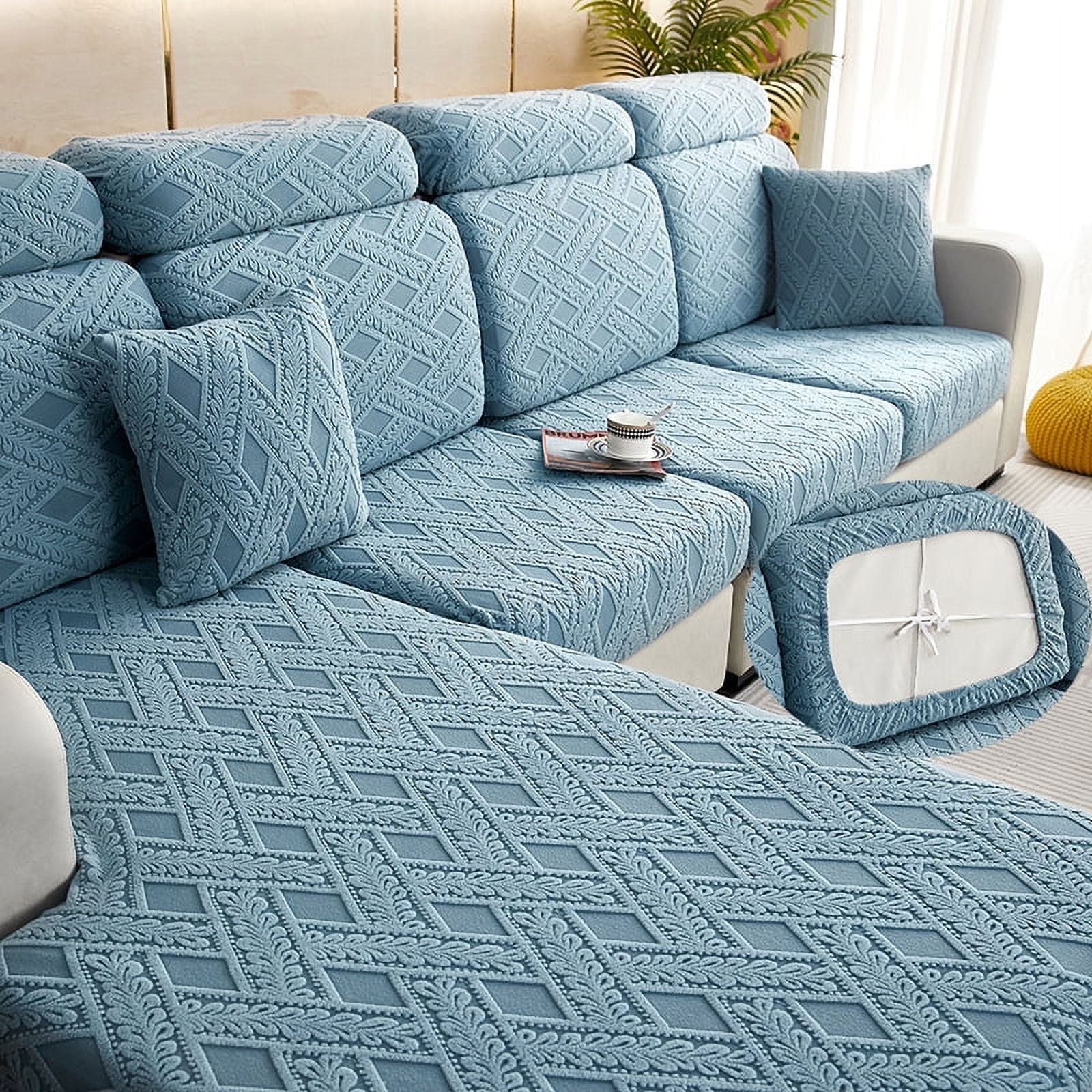 jacquard high quality thick plush sofa seat covers for living room