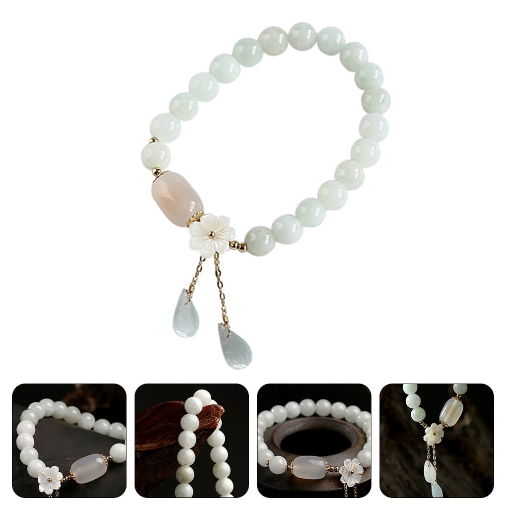 YOBOLK jade bangle bracelet Jade Bracelet Stone Bracelet Elastic Bracelets Women Protection Bracelet