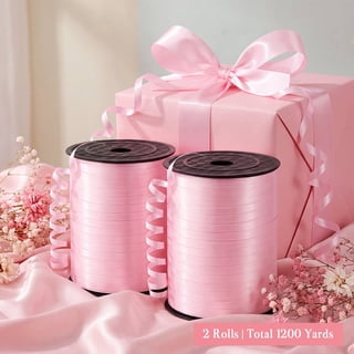 jaikg 2 Rolls/ 1200 Yards Pink Curling Ribbon 1/5 Inch for Wedding Birthday Gift Bag