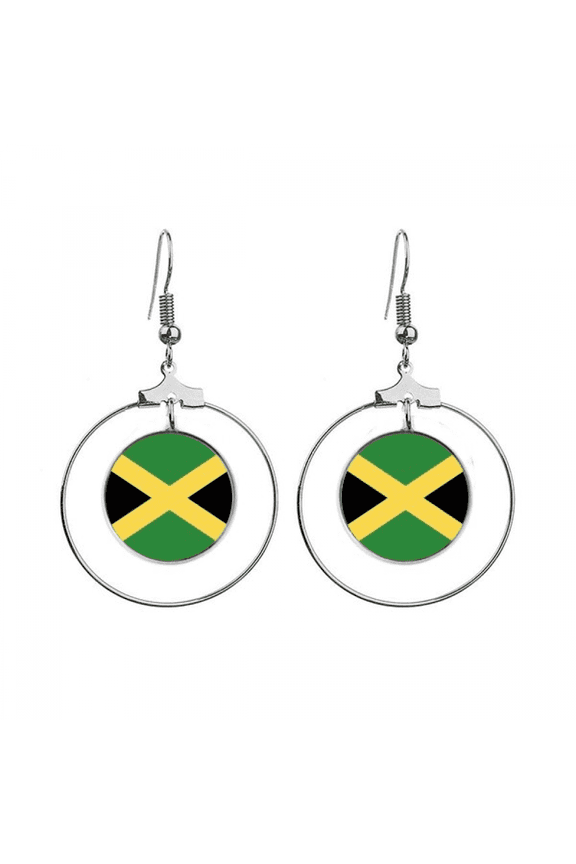 jamaica national flag north amecountry earrings dangle hoop jewelry drop circle