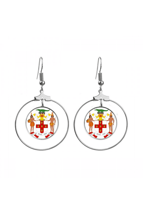 jamaica north amenational emblem earrings dangle hoop jewelry drop circle