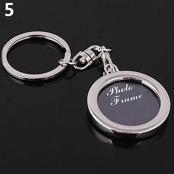 jangslng Creative Mini Heart Square Round Oval Insert Photo Frame Rotary Keychain Keyring