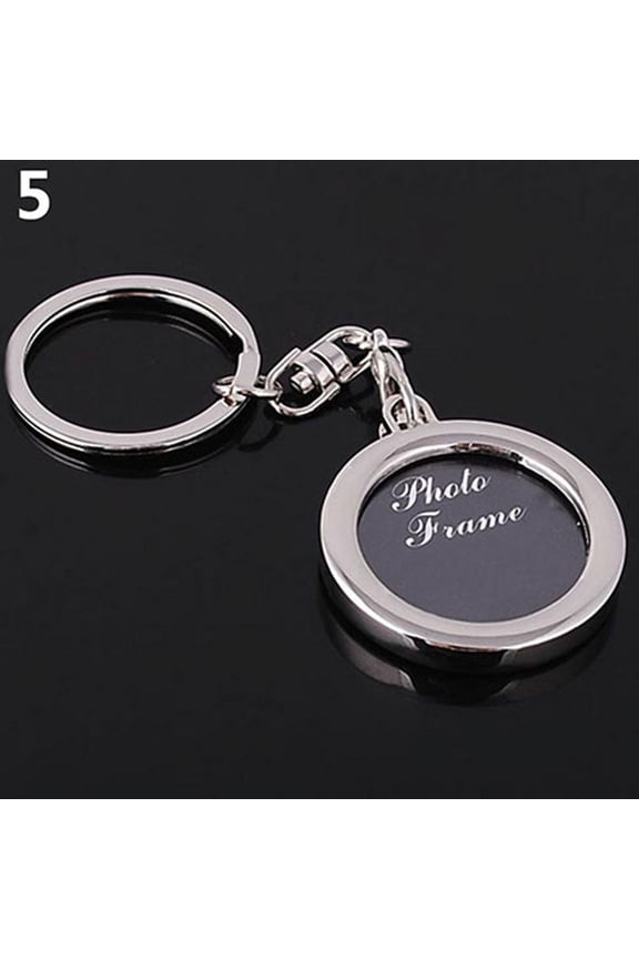 Creative Mini Heart Square Round Oval Insert Photo Frame Rotary Keychain Keyring