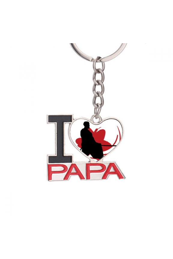 japan asia    hew outline Keychain Metal Keyring Holder Love PAPA Father
