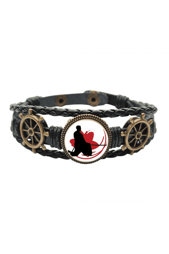 japan asia hew outline Leather Braided Ocean Bracelet Wristband