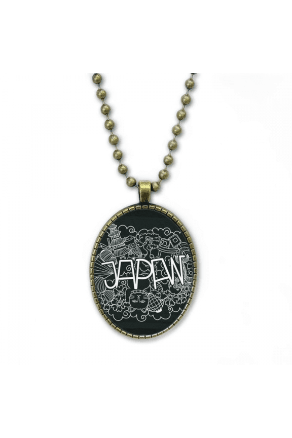 japan black white temple lucky cat necklace vintage chain bead pendant jewelry collection