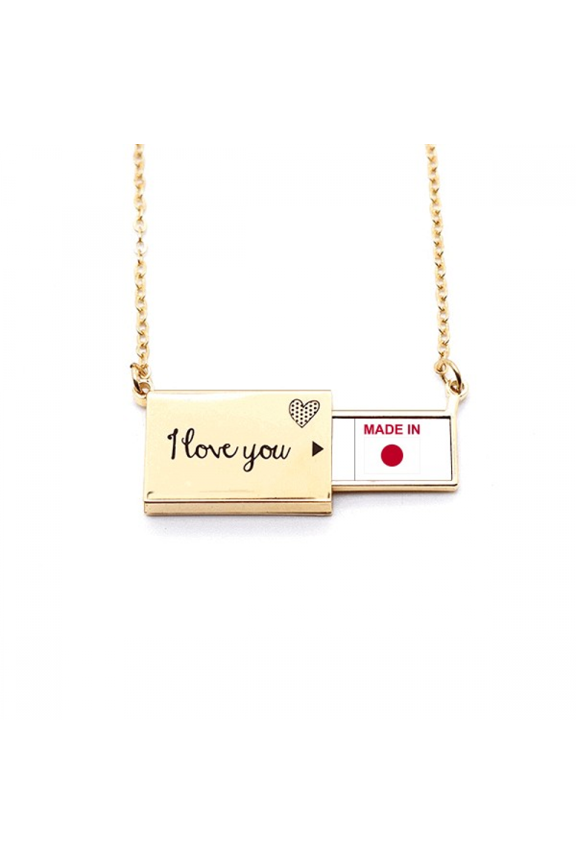 japan country letter envelope necklace pendant jewelry