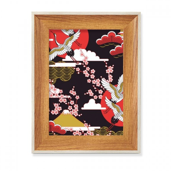 japan cranes cloud sun desktop wooden photo frame display picture art painting multiple sets