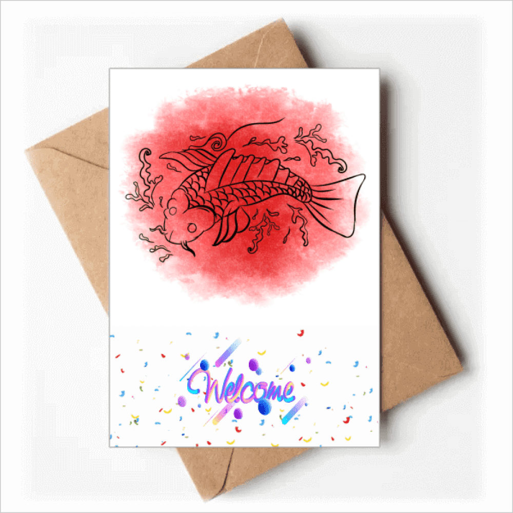 japan culture fish illustration Welcome Back Greeting Cards Envelopes Blank
