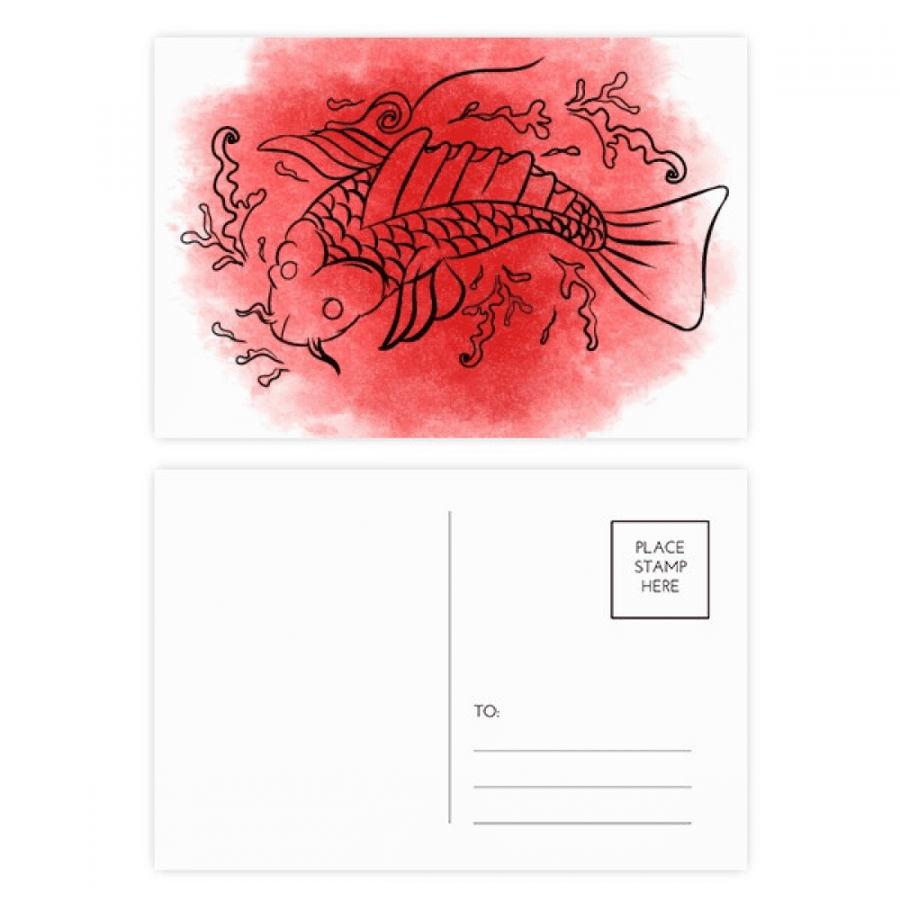 japan culture fish illustration postcard set birthday mailing thanks greeting card